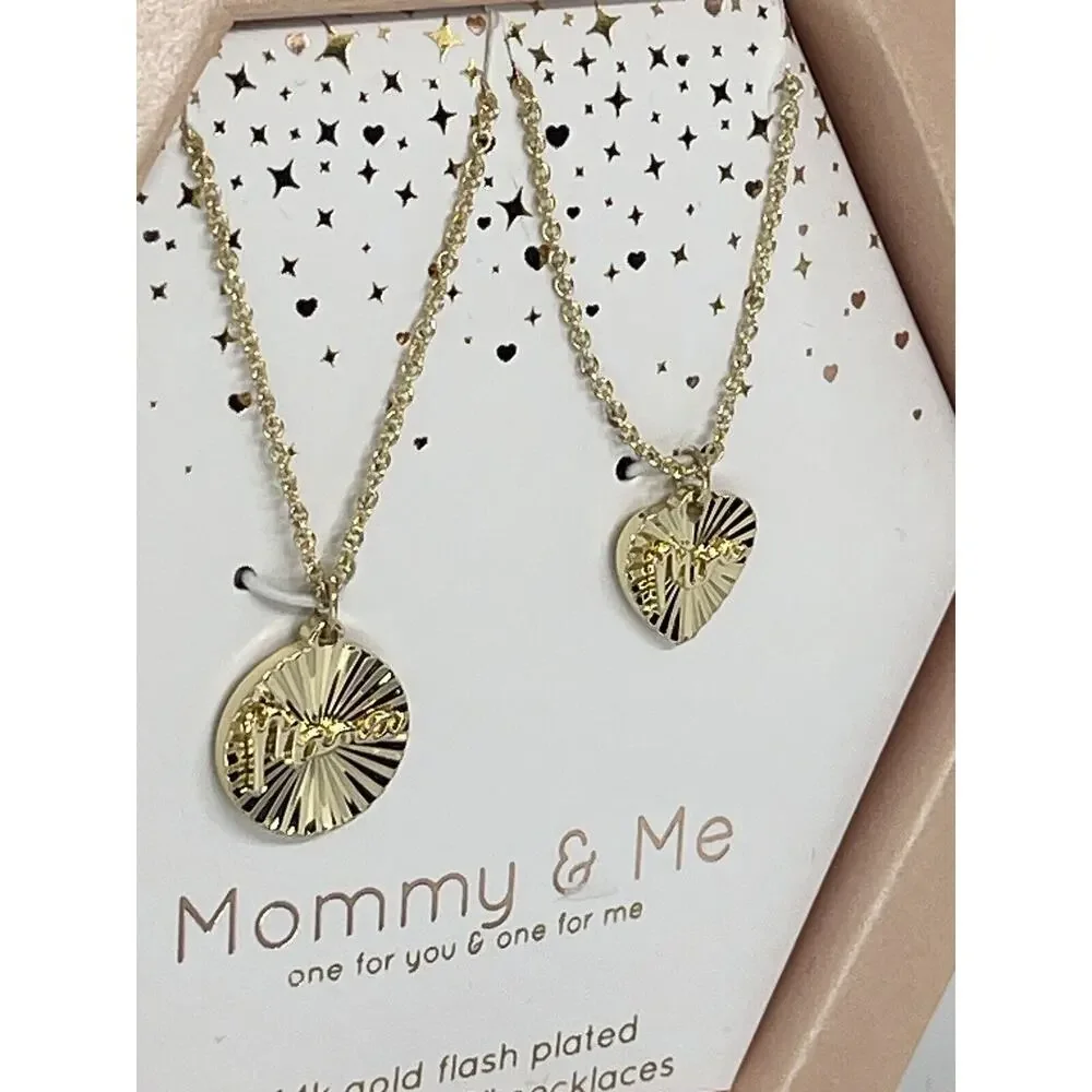Unwritten 14K Gold Plated Mommy & Me Necklace(2 Piece Set)Gift For Mom Chic NEW